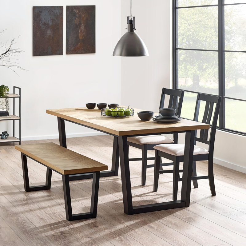 Norgard Dining Set, 4 Pieces: 1 Table, 1 Bench, 2 Chairs