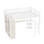 Structure de lit mezzanine grand format avec garde-robe intégrée, lit mezzanine en métal avec bureau et tablettes de rangement, grain de bois blanc-1622010929