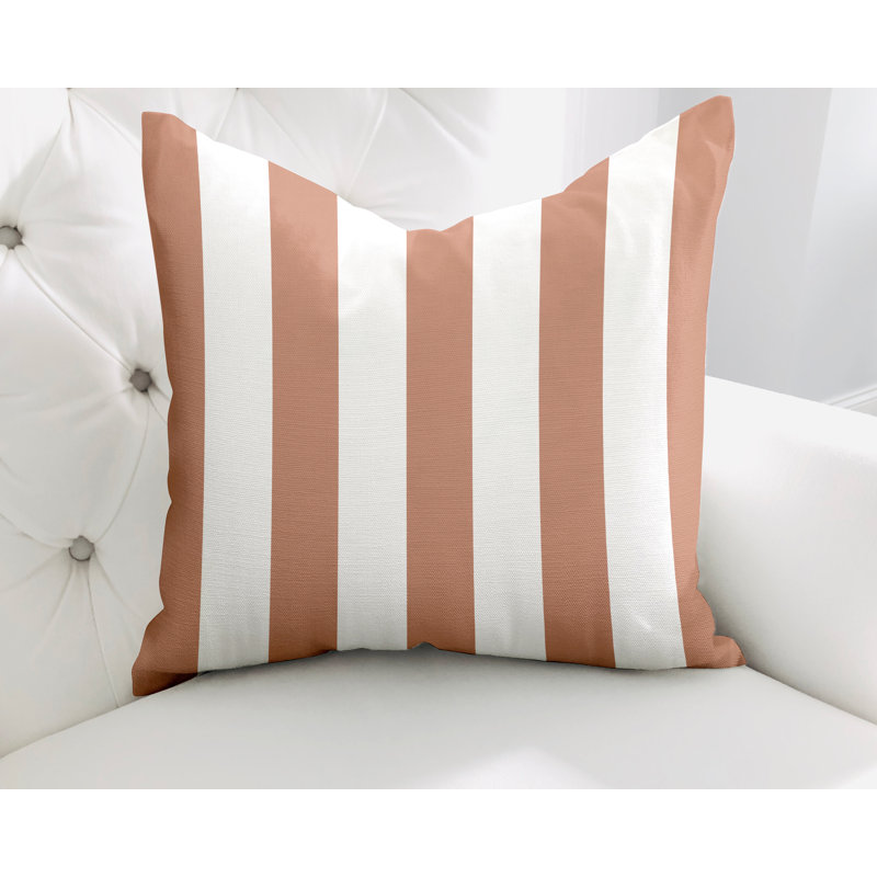 Striped Cotton Reversible Throw Pillow, 15W" x 15H", Peach