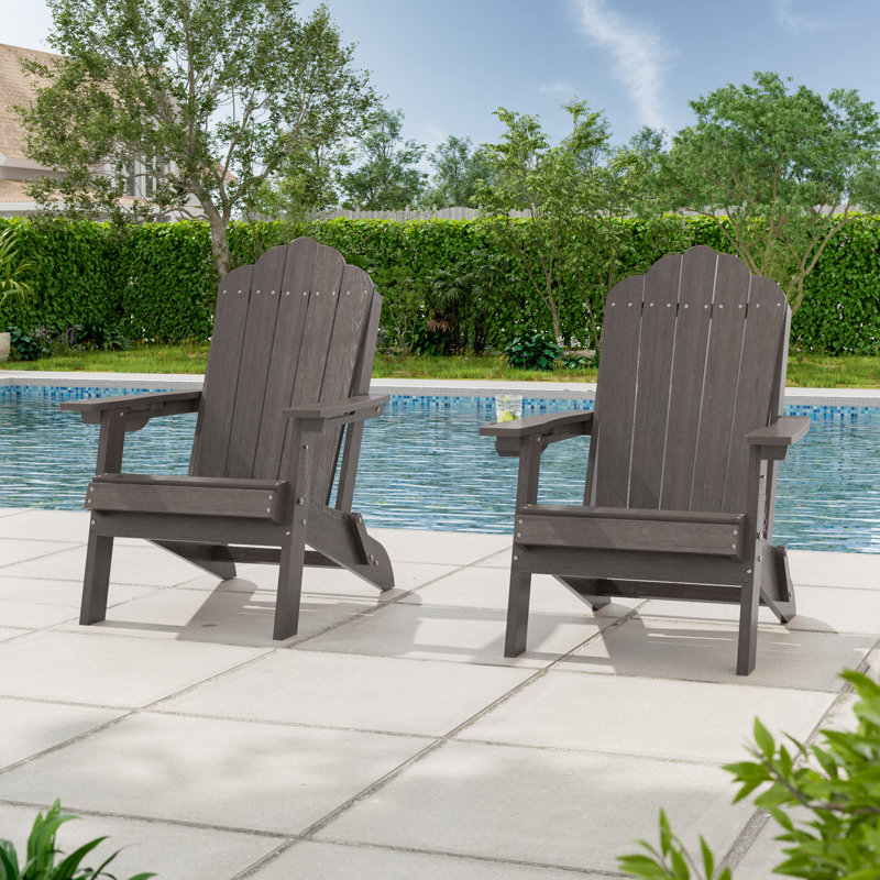 Heavy Duty HDPE Folding Adirondack Chair 350 lbs Capacity, Outdoor Adirondack Chair With Cup Holder for Patio, Lawn and Balcony