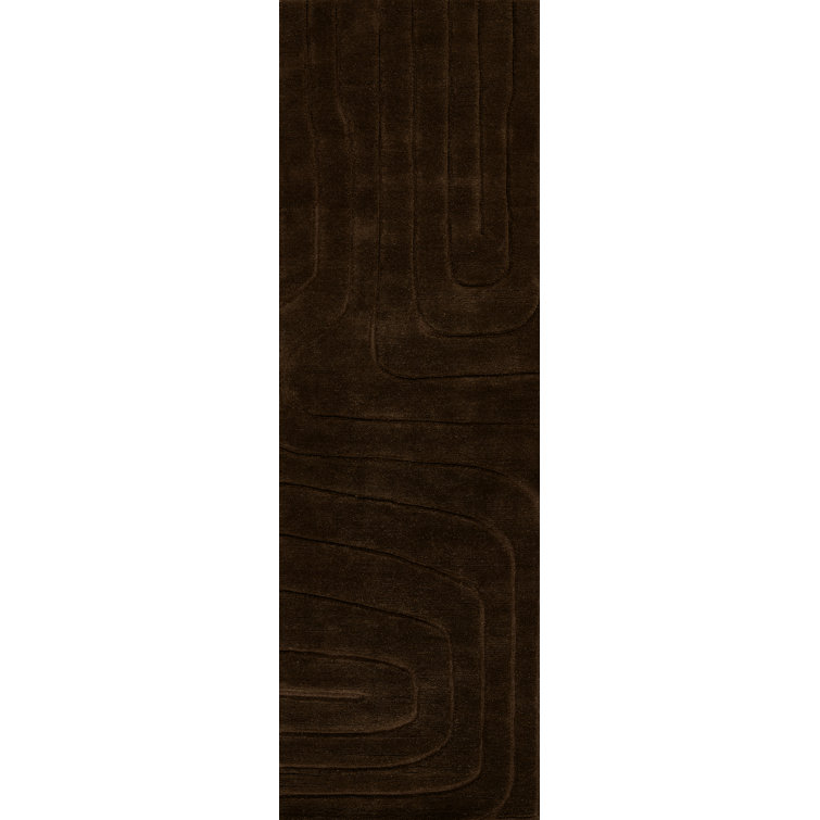 Aelin Geometric Hand Tufted Wool Brown Area Rug