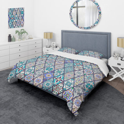 Multicolore méga patchwork - ensemble de housse de couette abstrait - microfibre de polyester