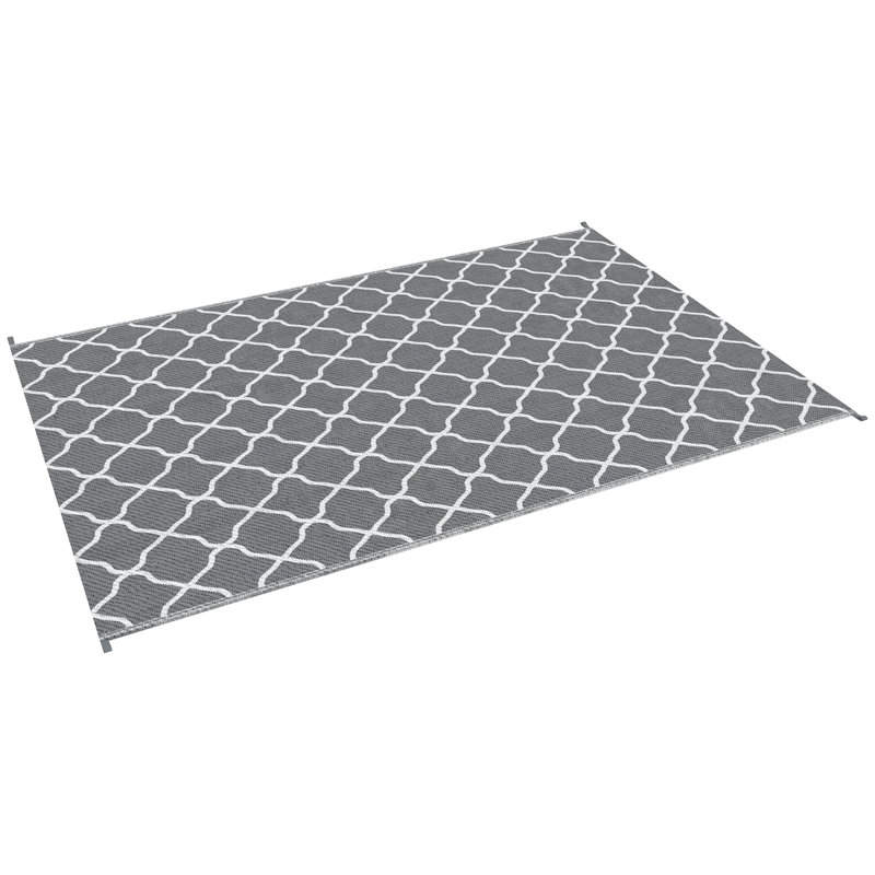 Reversible Outdoor RV Rug, 4' x 6' Patio Floor Mat, Grey & White