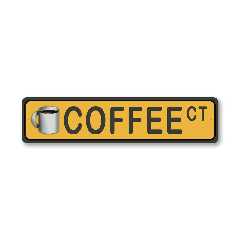 Enseigne en aluminium Coffee Street, H 4 po x l 18 po x P 0,04 po