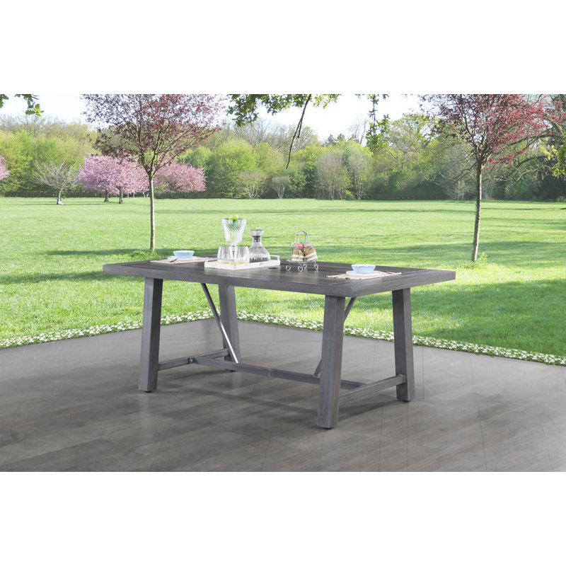 Matisen Rectangular Metal Outdoor Dining Table With Umbrella Hole , 72'' in. W 40'' in. D