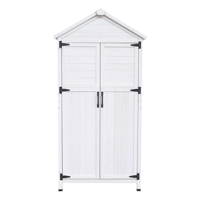 Veda Patio Fir Wood Storage Shed With Dual Doors & Roof