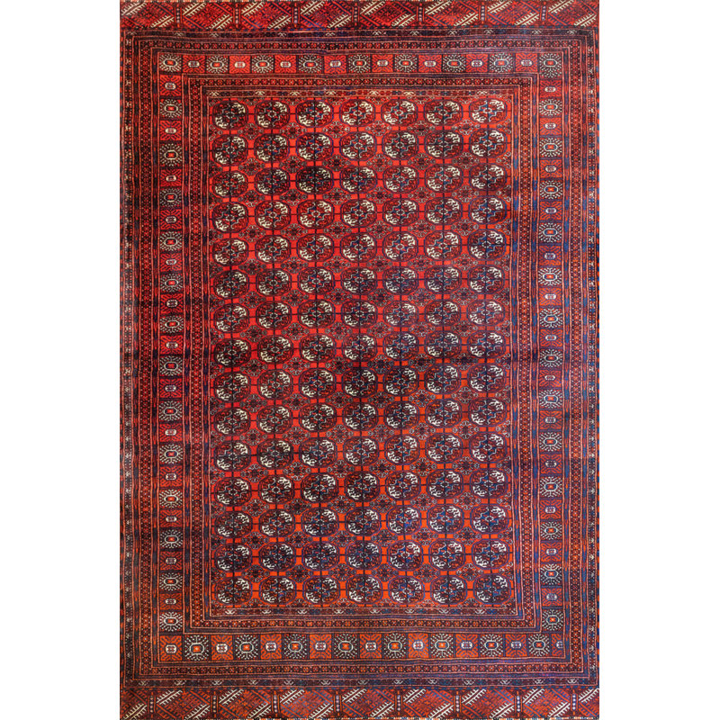Tapis décoratif rouge en polyester tissé à la machine, Rectangle 5 pi 3 po x 7 pi 7 po