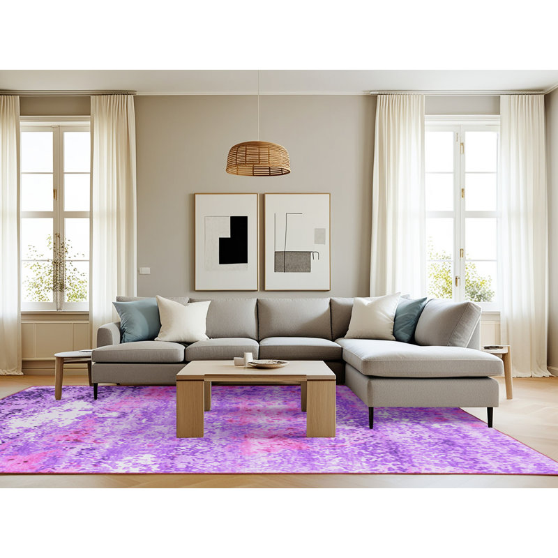 Washable Abstract Indoor Rug, Rectangle 8' x 12'