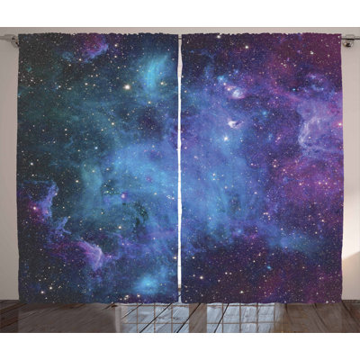 Paire de rideaux semi-diaphanes avec passe-tringle Outer Space