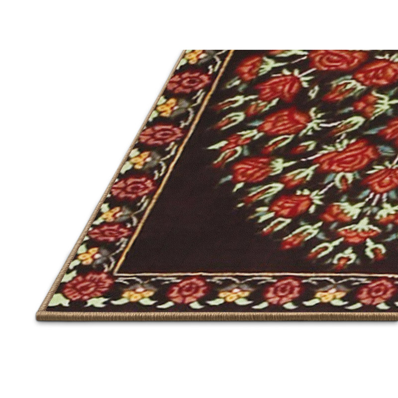 Tapis rouge à motif floral, Rectangle 5 pi x 7 pi