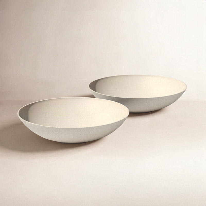 Pure Series Lane Weather Resistant Bowl Planter, 8" H x 32" W x 32" D, Sand, Set of 2