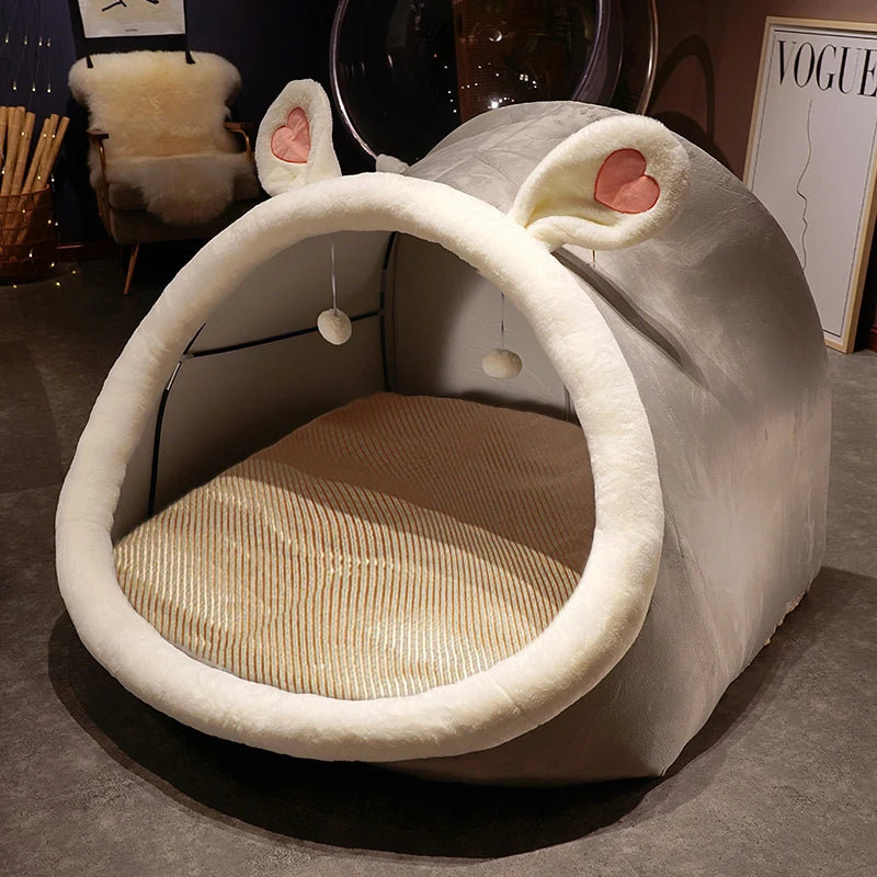 Alessia Plush Pet Bed, Light Grey