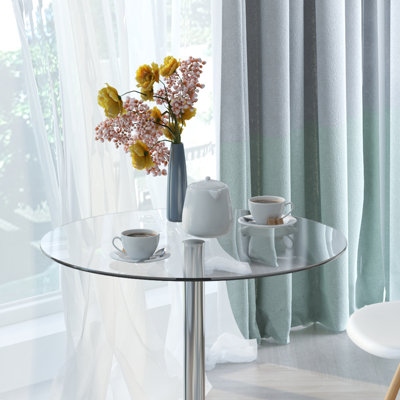 Round Glass Top Metal Base Dining Table
