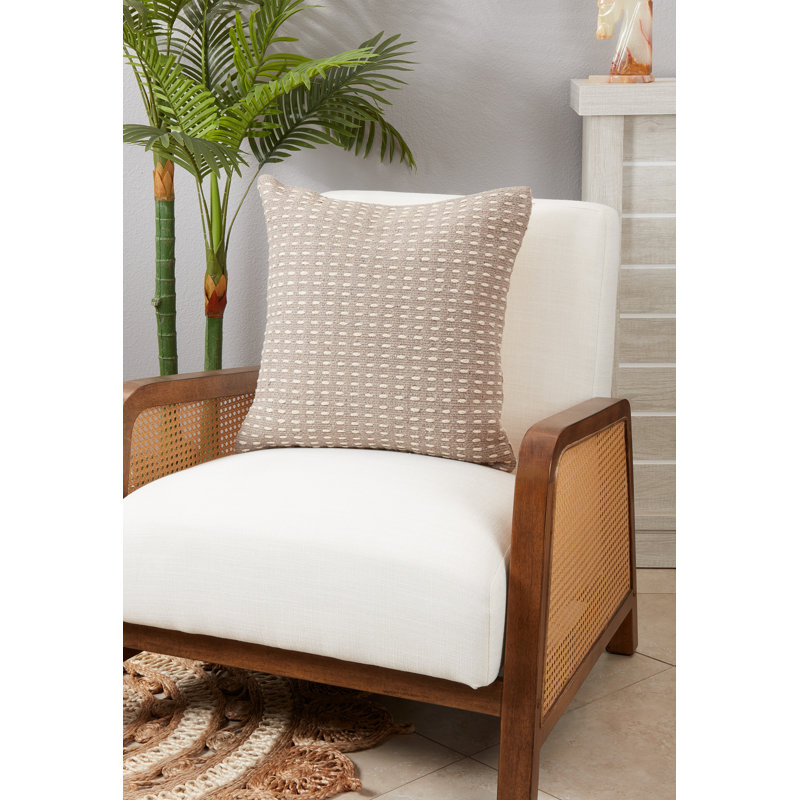 Elya Cotton Throw Pillow, Gray, Polyester/Polyfill