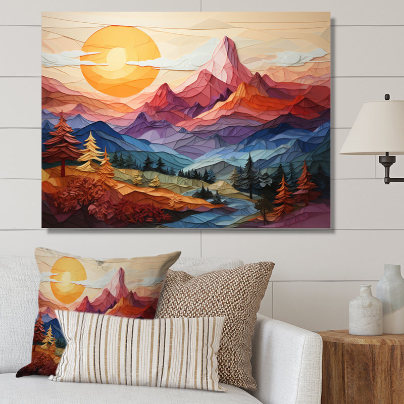 " Colourful Mountains Sharp Peaks II ", Toile tendue, H 16 po x l 32 po x P 1 po