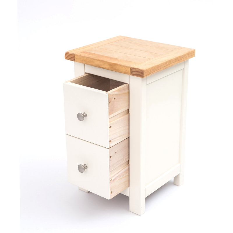 Aubusson 35 cm W Bedside Table, Off White, Chrome