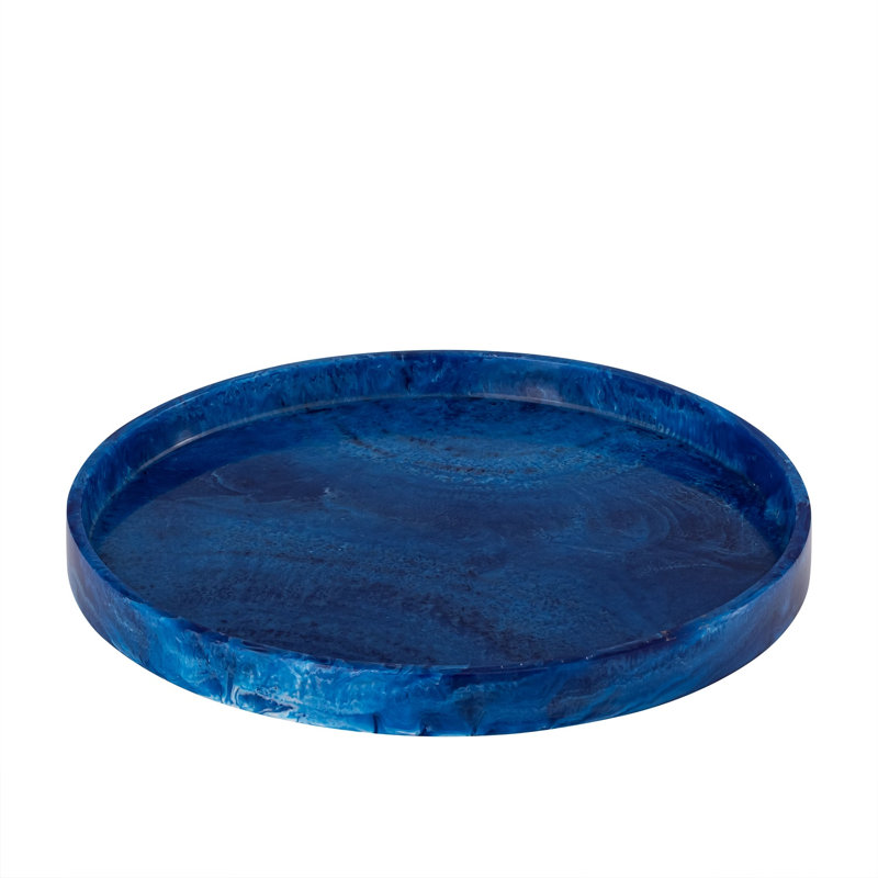Plateau rond en résine Lg Blue, Bleu