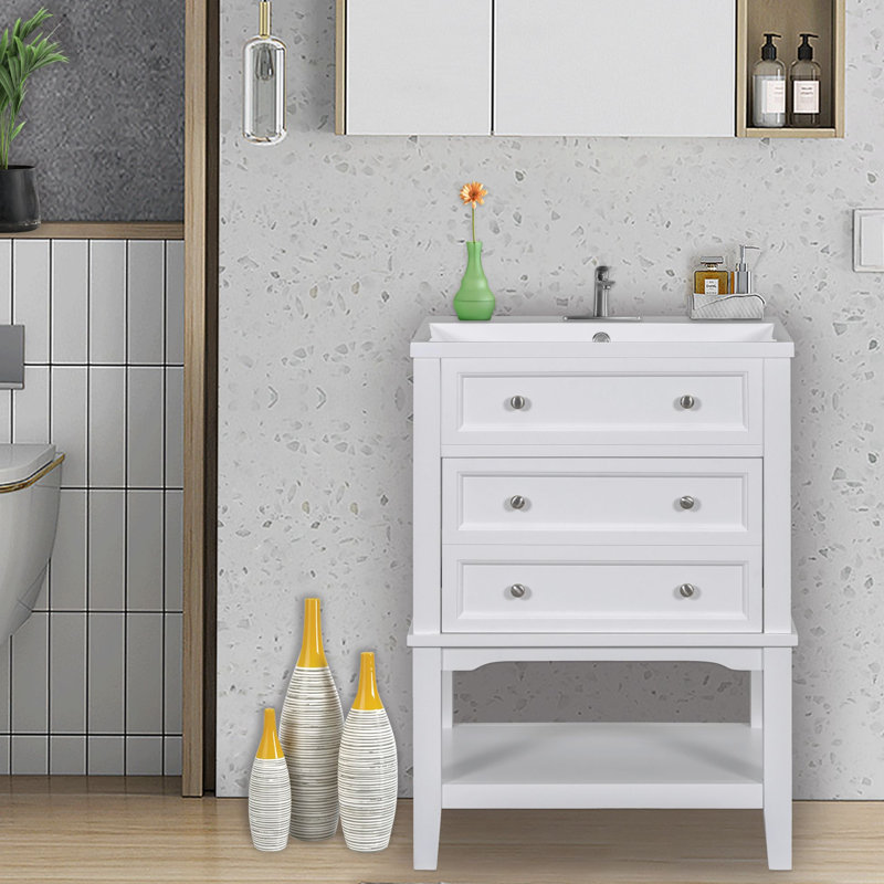 Ensemble de meuble-lavabo simple 24 po avec plateau en céramique Sabata
