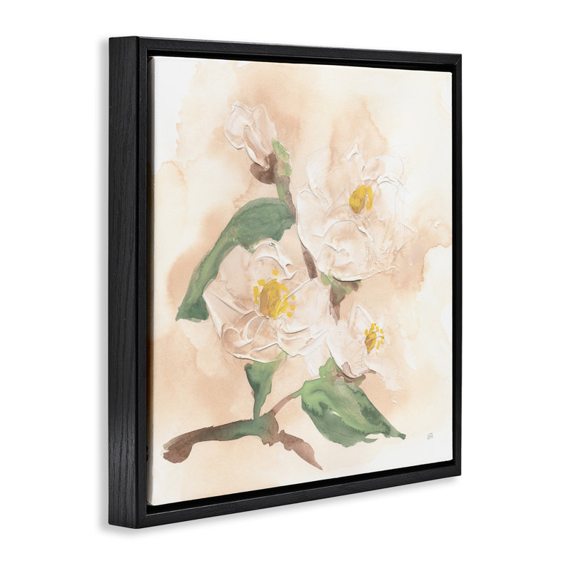 Soft Dimensional Magnolia Floating Frame, design by Chris Paschke, 25" H x 25" W, Jet Black Floater Frame