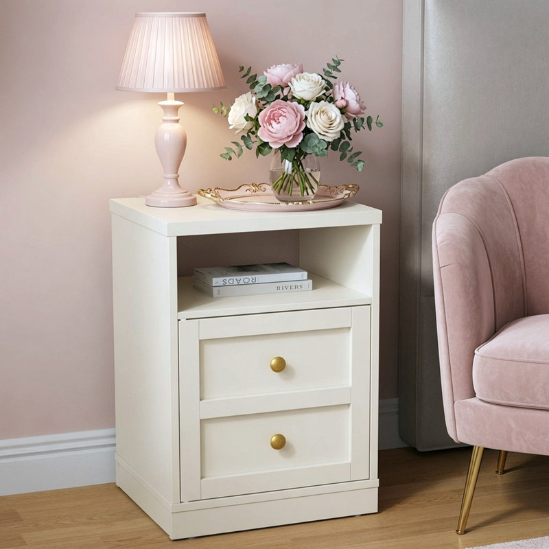 Table de chevet moderne en bois avec porte et tablette de 15,7 po de largeur avec porte et tablette