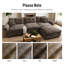 Canapé modulaire de 150 po avec 2 repose-pieds, surdimensionné et profond en chenille avec garniture cloutée-1345440175-1345440162
