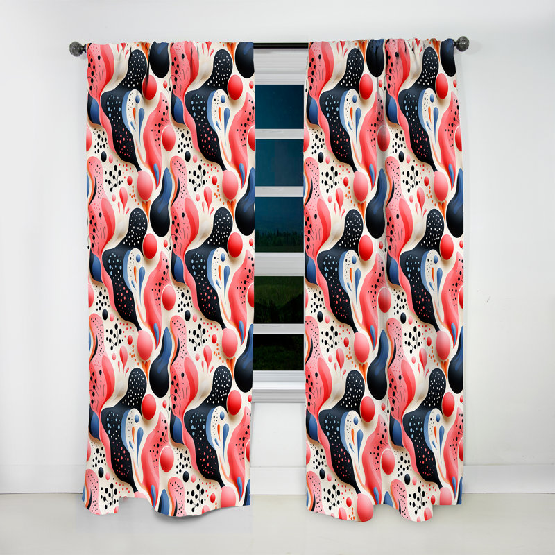 Hamish rose et bleu Mid-Century Trendy Patterns II - rideau en velours moderne - obscurcissant - 1 panneau, L 52 po x L 84 po