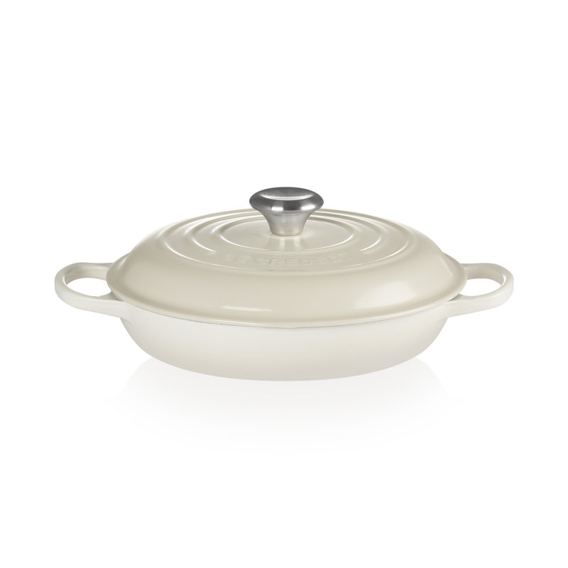 Le Creuset Cast Iron Shallow Casserole, Meringue, 30cm / 3.5L