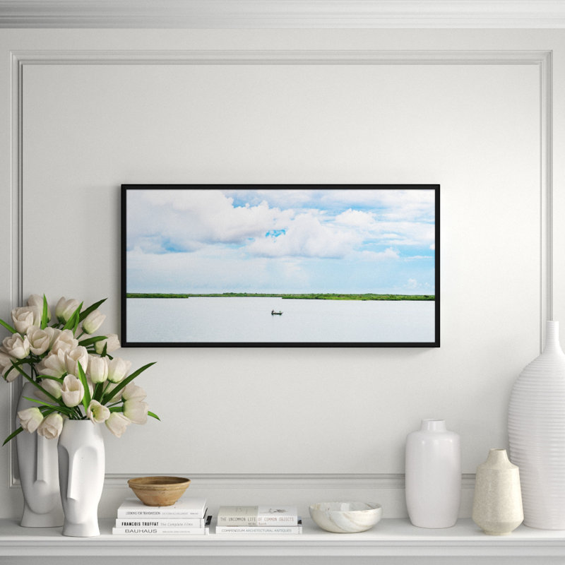 Gone Inlet Fishing Framed, White