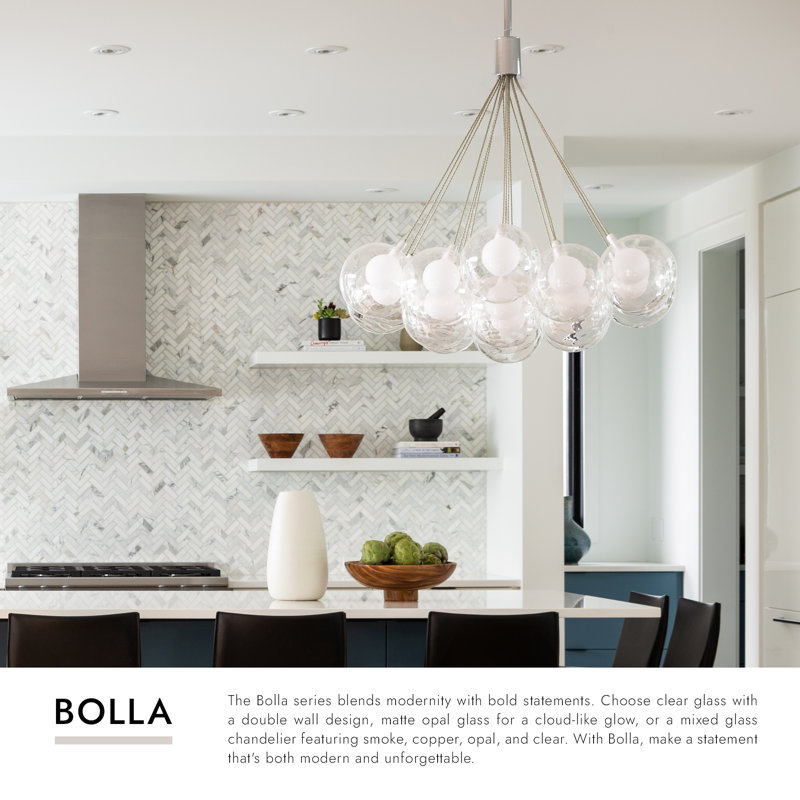 Bolla 28-in Black dimmable LED Chandelier, Brushed Gold