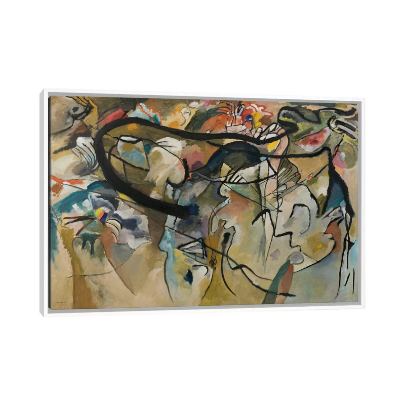 « composition v » par wassily kandinsky,-impression, Toile blanche encadrée, H 18 po x l 26 po x P 1,5 po