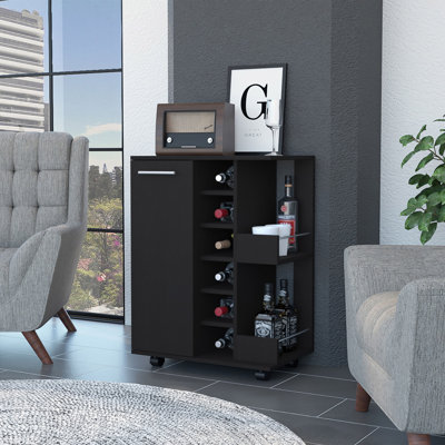 Rolling Bar Cart With Wine Storage