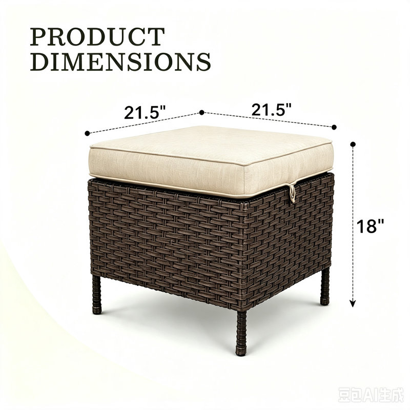 Repose-pieds d'extérieur 2 pièces avec coussins beiges amovibles 2 pièces, Beige