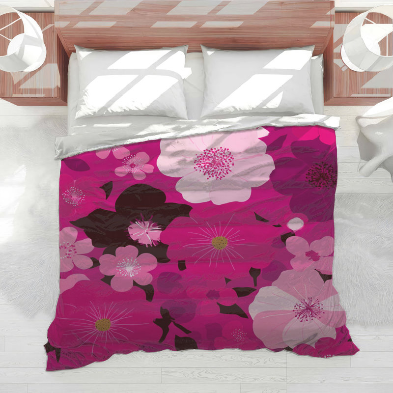 Fleurs, édredon floral, bohème bohémien, Édredon simple, Motif floral rose