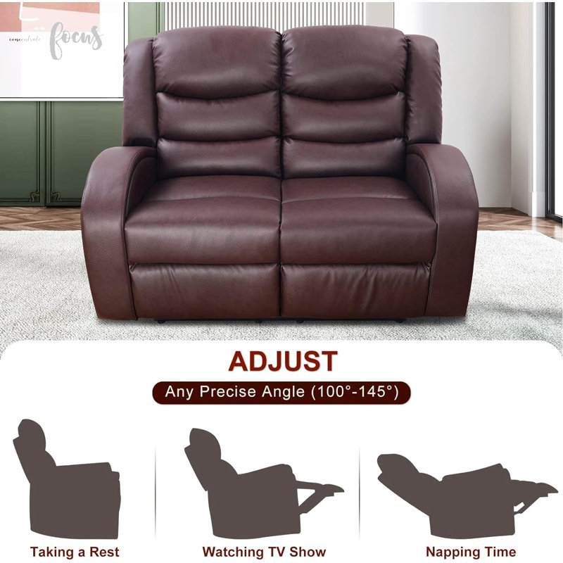 Lilborn 2 - Piece Faux Leather Living Room Set, Brown Faux Leather