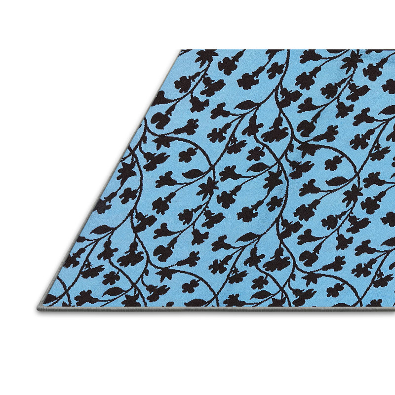 Tapis bleu à motif floral Pompton, Rectangle 2 pi x 3 pi