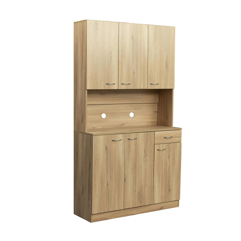 70.87" Tall Wardrobe& Kitchen Cabinet, With 6-Doors, 1-Open Shelves And 1-Drawer For Bedroom,Rustic Oak, Oak