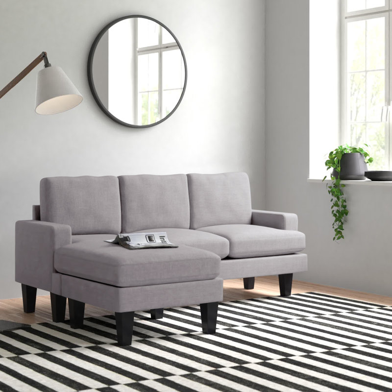 Canapé et méridienne réversible de 73 po de large Esmont, Polyester gris clair