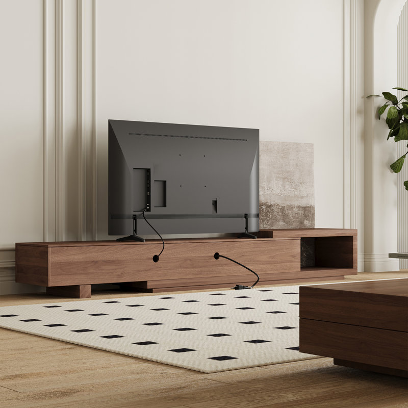 Extending TV Stand in Walnut Finish, 200-262cm Wide Media Unit with Large Storage & Cable Management Fast Dispatch From UK Warehouse – Dispatched Within 2 Days