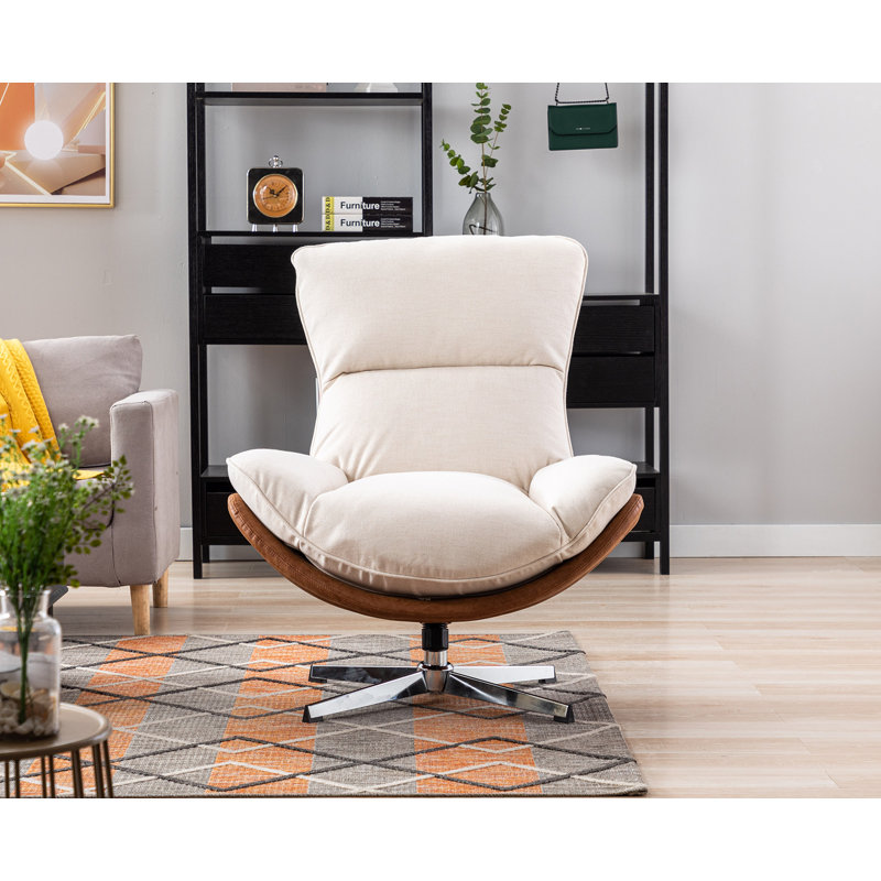 Dodea Upholstered Swivel Accent Chair, Beige 100% Polyester