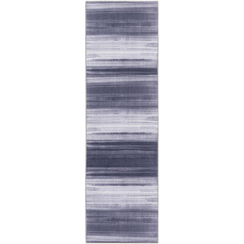 Abstract Machine Washable Polyester/Cotton Area Rug in Gray, Runner 2'2" x 7'6"