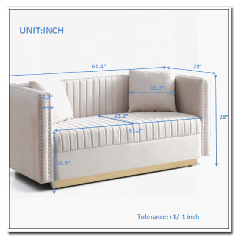 Causeuse en velours capitonné Contemporary, Beige