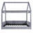Grey Full Size Upholstered House Daybed With Led Strips, Cute - Inspired Look, Stable Solid Wood Frame, 2 Color Touchable Led, Soft Corduroy Fabric Featuring-484347307
