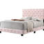 Lit double rose avec une touche transitionnelle, un revêtement et un noyau en mousse pour un design rose durable
