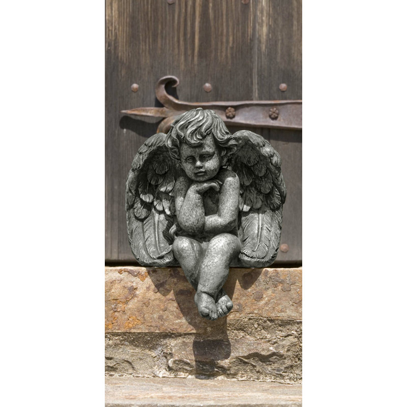 Seated Small Cherub Statue, Alpine Stone