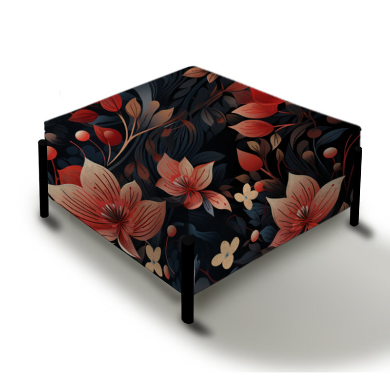 Romantiques rouges Love Blossoms Dreams - Grand repose-pieds carré floral