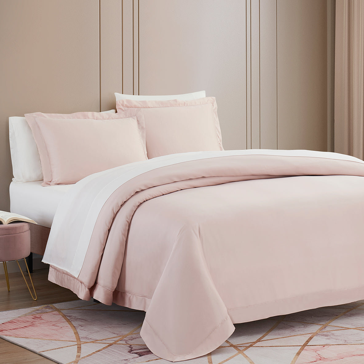 Lyocell Duvet Cover Set, Blush, Queen Duvet Cover + 2 Standard Shams