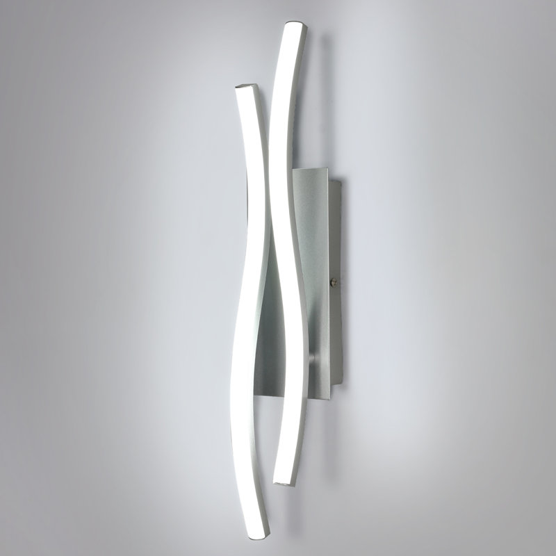 Modern 41cm Silver Curved Aluminium LED Wall Light