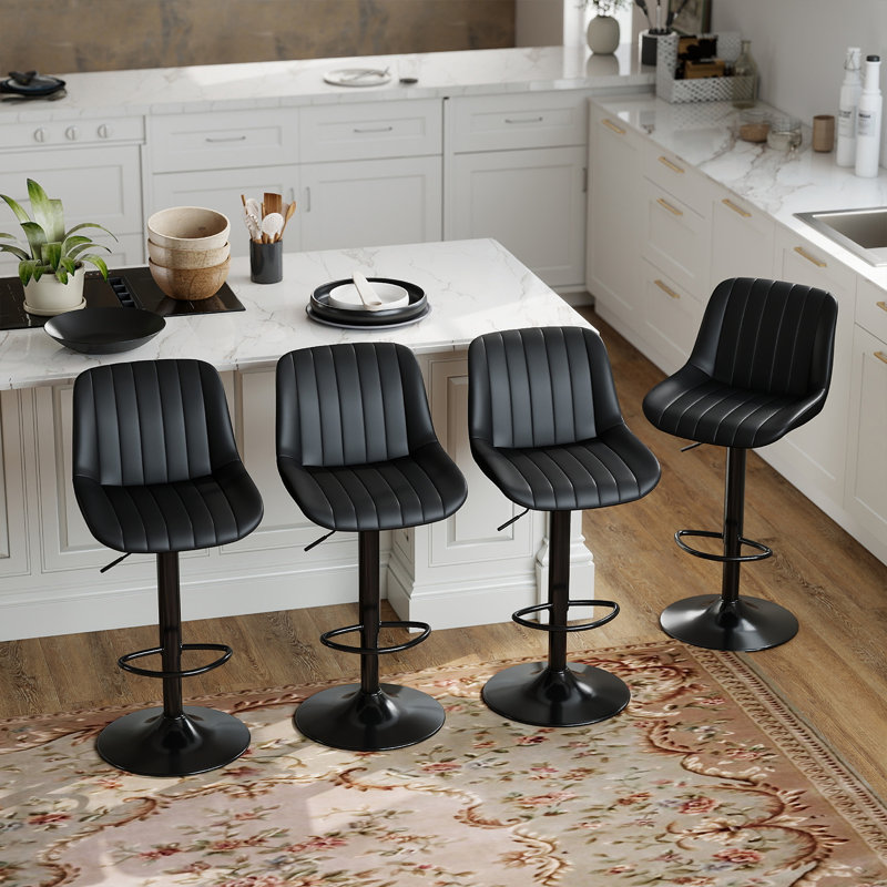 Tabouret de bar pivotant à hauteur réglable Moniq, 4, Noir