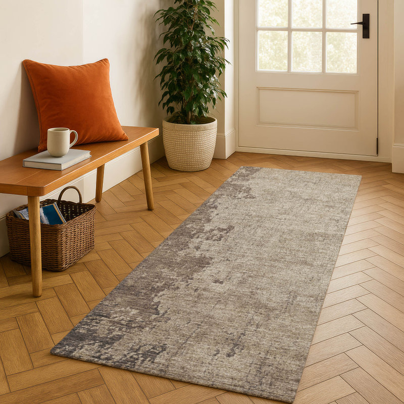 Tapis abstrait Premium Woodall AMF1912 lavable à la machine, Tapis de couloir 2 pi 3 po x 7 pi 6 po