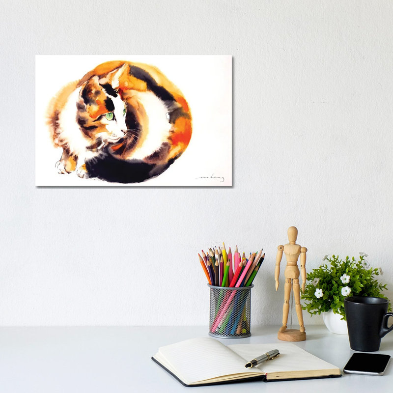 Ginger Cat - Wrapped Canvas Painting, 20.32 cm H x 30.48 cm W